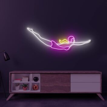 schwimmende Frau LED-Neonschild Wohnzimmer Fitnessstudio