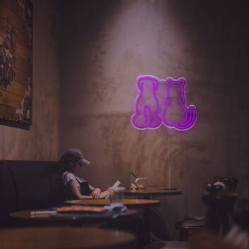 Katze und Hund LED Neonschild minimalistisches Neon Wandlicht für Wohnzimmer Schlafzimmer oder Café