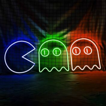 Pac-Man und Geister LED-Neonschild für Gamingzimmer und Bar