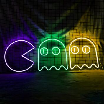 Pac-Man und Geister LED-Neonschild für Gamingzimmer und Bar