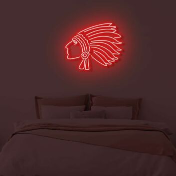 Profil eines Kopfes mit Federschmuck LED-Neonschild Schlafzimmer