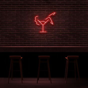 Cocktailglas mit Tänzerin LED-Neonschild für Bar Club