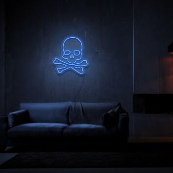 Totenkopf mit gekreuzten Knochen LED-Neonschild für Bar und Wohnzimmer
