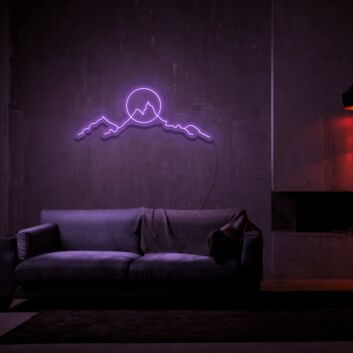 Berglandschaft mit Sonne LED-Neonschild für Wohnzimmer Lounge
