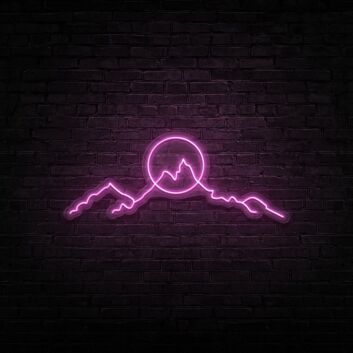 Berglandschaft mit Sonne LED-Neonschild für Wohnzimmer Lounge