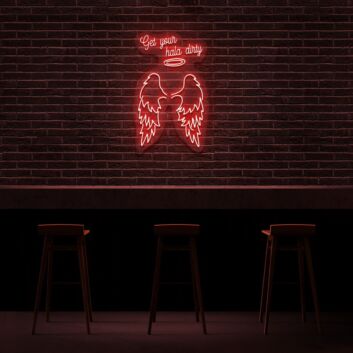 Engelsflügel LED Neonschild im modernen Line Art Design für Bar Lounge und stilvolle Wanddekoration