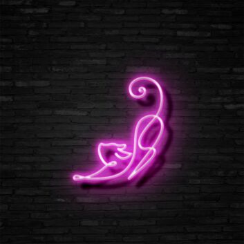Sich streckende Katze als LED-Neonschild