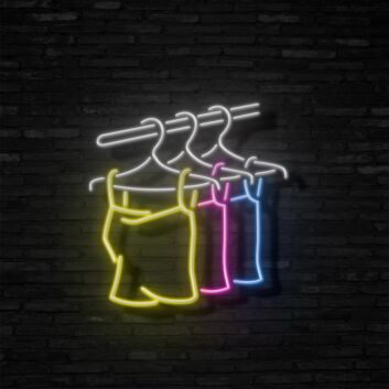 Kleider auf Kleiderbügeln LED-Neonschild für Boutique und Kleidungsgeschäft