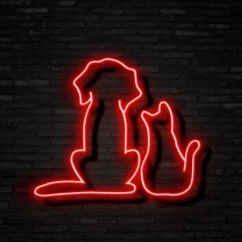 Hund und Katze Silhouette LED-Neonschild für Wohnzimmer oder Tiergeschäft