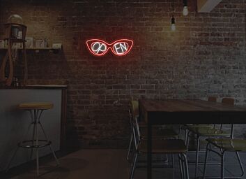 OPEN LED Neonschild in Brillenform für Bar Café Restaurant und moderne Schaufensterdekoration