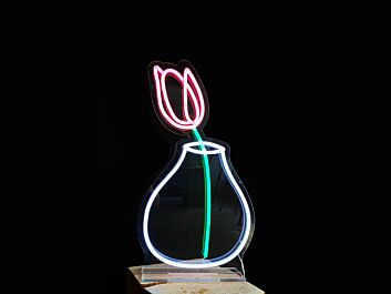 Tulpe in Vase LED-Neonschild Wohnzimmer Blumengeschäft