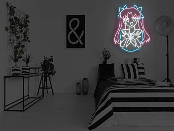 Anime Mädchen mit Herzsymbol LED-Neonschild für Schlafzimmer Gamingzimmer