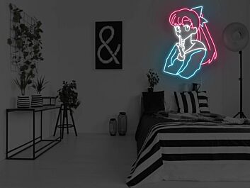 Anime Mädchen mit Finger auf den Lippen LED-Neonschild Schlafzimmer Wohnzimmer