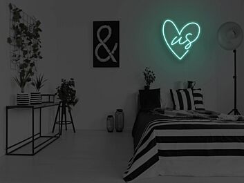 Herzförmiges LED Neonschild mit us Schriftzug für Schlafzimmer Wohnzimmer und romantische Wanddekoration