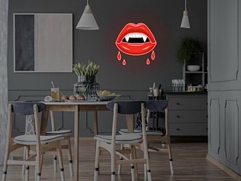 Vampirlippen mit Blutstropfen LED-Neonschild für Schlafzimmer oder Bar