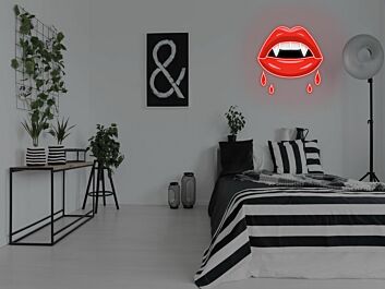 Vampirlippen mit Blutstropfen LED-Neonschild für Schlafzimmer oder Bar
