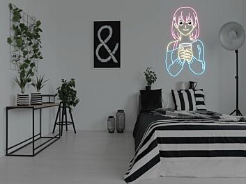 Anime Mädchen mit Smartphone LED-Neonschild für Schlafzimmer Wohnzimmer