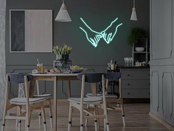 zwei Hände mit verhakten kleinen Fingern LED-Neonschild Wohnzimmer Esszimmer