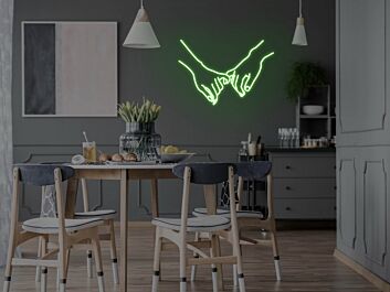 zwei Hände mit verhakten kleinen Fingern LED-Neonschild Wohnzimmer Esszimmer