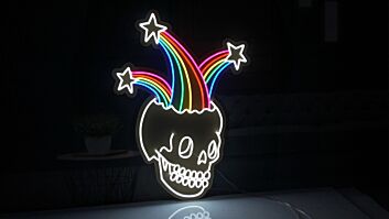 Rainbow Skull Neon Sign