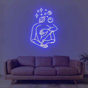 Umarmung mit Planeten und Sternen LED-Neonschild