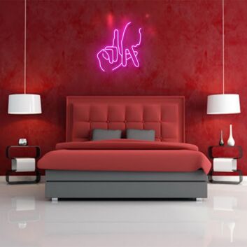 Hand mit Lippen Geste LED-Neonschild Schlafzimmer