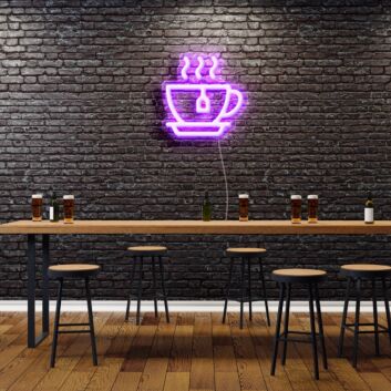 Teetasse mit Teebeutel und Dampf LED-Neonschild für Café oder Küche