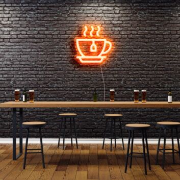 Teetasse mit Teebeutel und Dampf LED-Neonschild für Café oder Küche