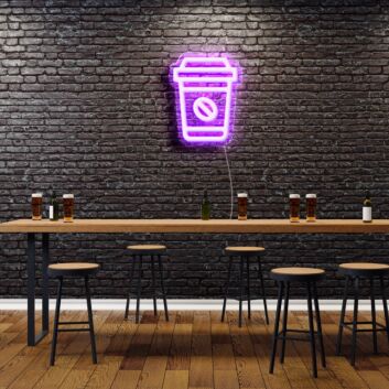 Kaffeebecher mit Bohnen-Symbol LED-Neonschild für Café Bar