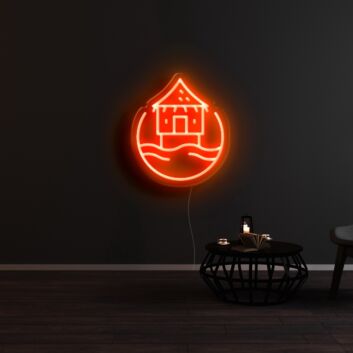 Pfahlbau am Wasser LED-Neonschild Wohnzimmer Bar