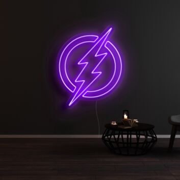 Blitzsymbol im Kreis LED-Neonschild Wohnzimmer Gamingzimmer