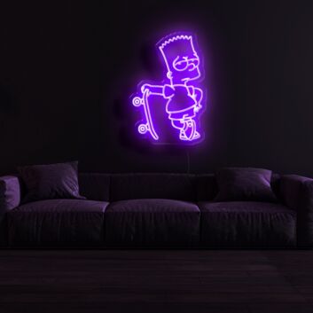Comicfigur mit Skateboard LED-Neonschild Wohnzimmer Jugendzimmer