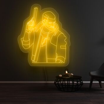 Figur mit Pistole LED-Neonschild Gamingzimmer Wohnzimmer