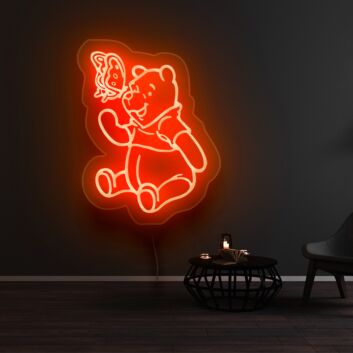 Bär mit Schmetterling LED-Neonschild für Kinderzimmer Wohnzimmer