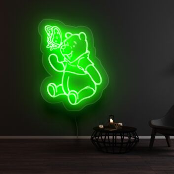 Bär mit Schmetterling LED-Neonschild für Kinderzimmer Wohnzimmer