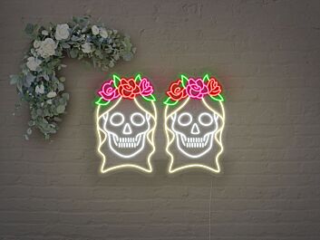 Totenkopf mit Blumenkranz LED-Neonschild für Bar Club