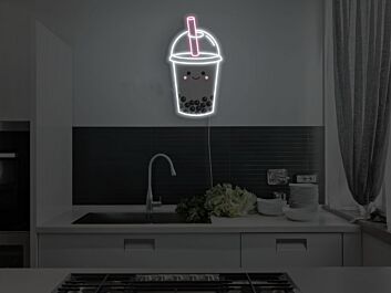 Bubble Tea Becher mit Strohhalm LED-Neonschild für Küche Café