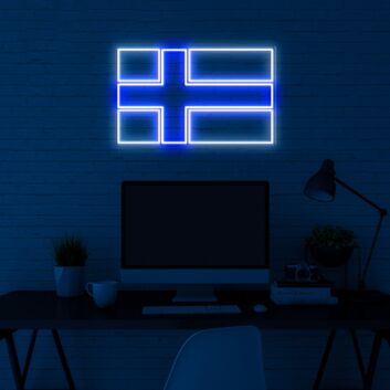 Finnische Flagge als LED-Neonschild