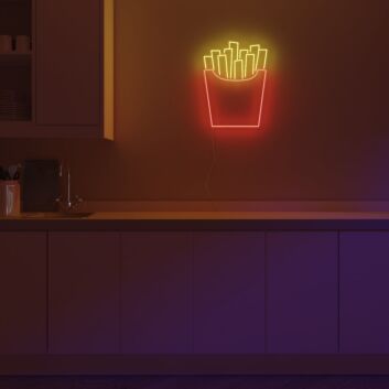 Pommes Frites im Becher LED-Neonschild für Restaurant und Imbiss