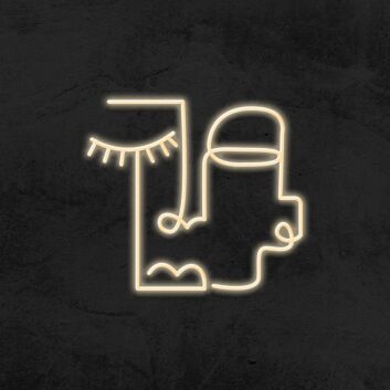 Abstraktes Gesicht LED-Neonschild für Wohnzimmer oder Atelier