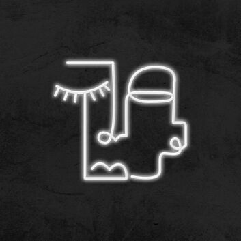 Abstraktes Gesicht LED-Neonschild für Wohnzimmer oder Atelier