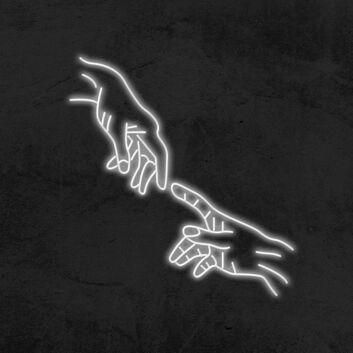 zwei sich berührende Hände LED-Neonschild für Wohnzimmer oder Kunststudio