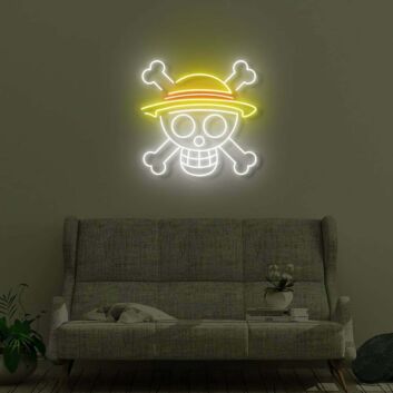 Totenkopf mit Strohhut LED-Neonschild Wohnzimmer Gamingzimmer