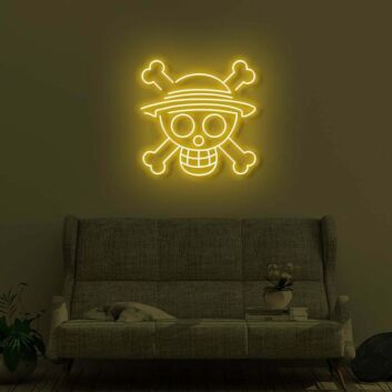 Totenkopf mit Strohhut LED-Neonschild Wohnzimmer Gamingzimmer