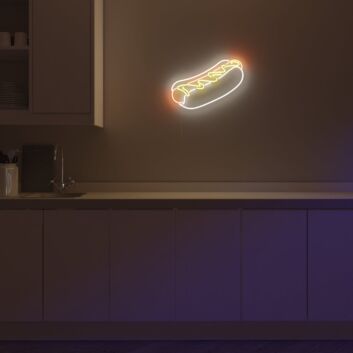 Hotdog mit Senf LED-Neonschild für Imbiss oder Restaurant