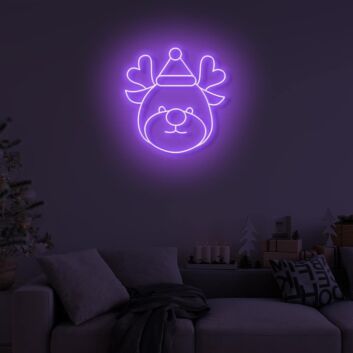 Rentierkopf mit Weihnachtsmütze LED-Neonschild Wohnzimmer Weihnachtsdekoration