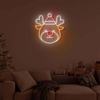 Rentierkopf mit Weihnachtsmütze LED-Neonschild Wohnzimmer Weihnachtsdekoration