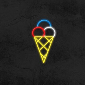 Eiswaffel mit Kugeln LED-Neonschild für Café Eisdiele