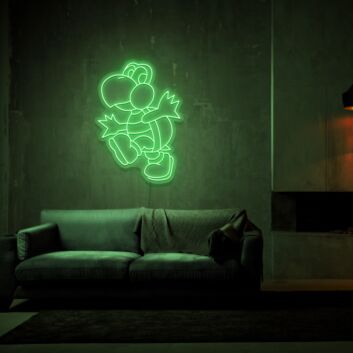 grüner Dinosaurier-Charakter LED-Neonschild Wohnzimmer Gamingzimmer