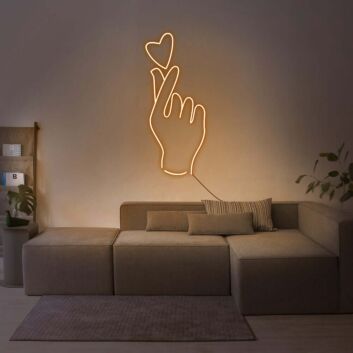 Hand mit Herzsymbol LED-Neonschild Wohnzimmer Schlafzimmer